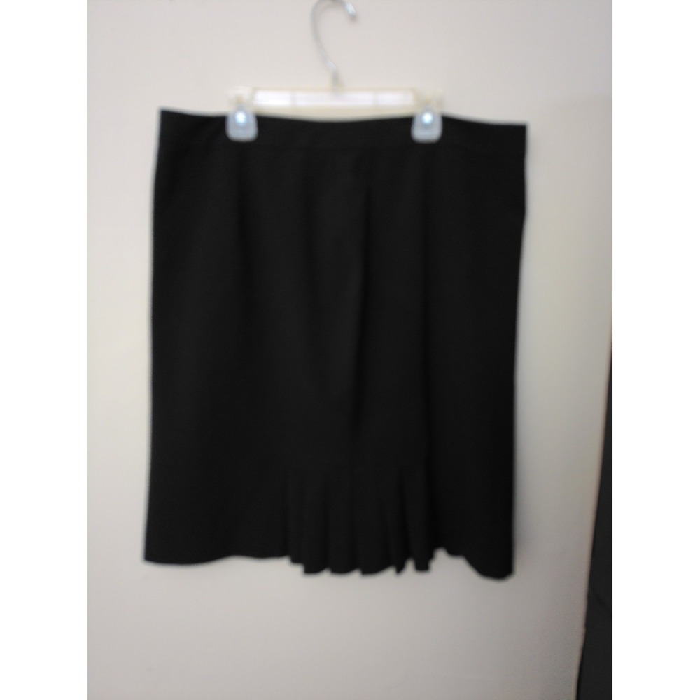 Tahari Skirt Womens Black Size 14 Pencil Pleated Hem Business Career Office